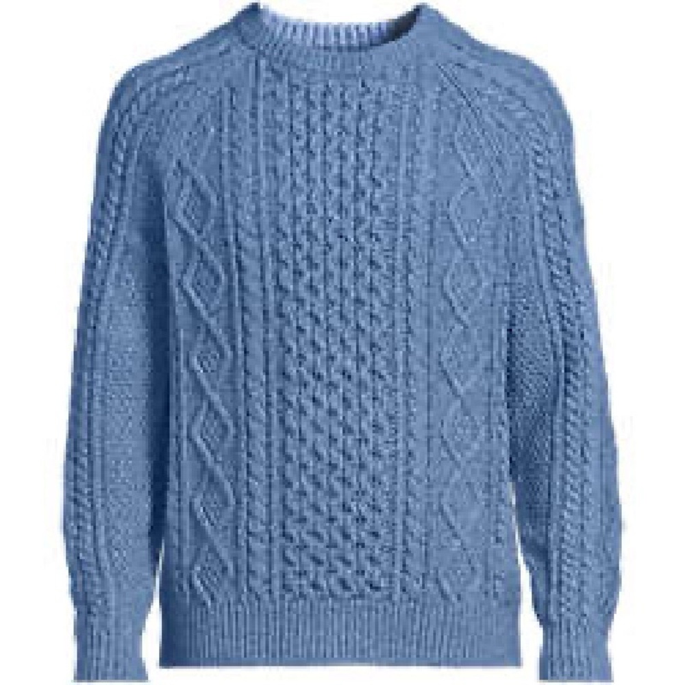❤️NWT Lands' Winter Sky Donegal Aran Cable Knit Sweater
